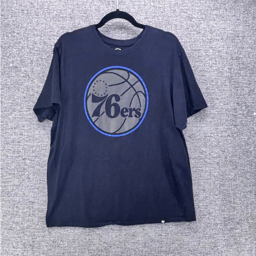 47 Brand Philadelphia 76ers NBA Graphic T-Shirt Black Womens XL Short Sleeve